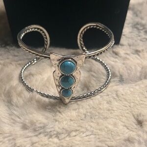 Native American Style Cuff Bracelet - Amazonite